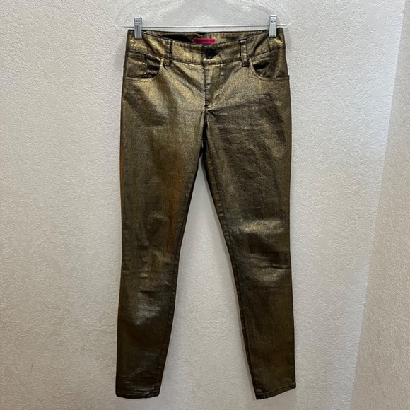 Alice and Olivia dark metallic gold jeans - Picture 2 of 11